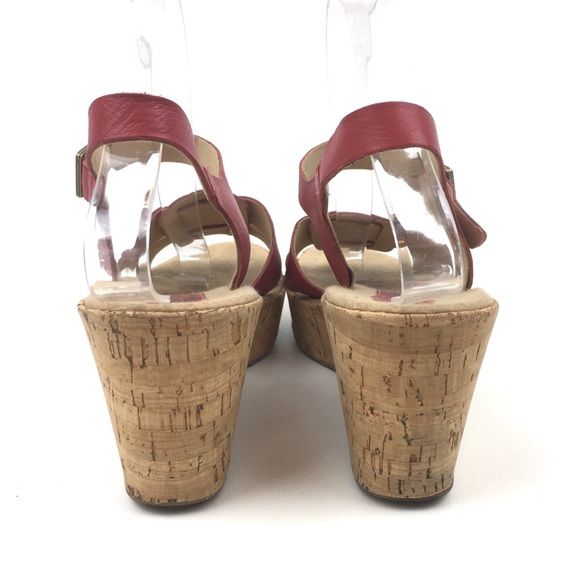 Kork ease wedge sandal red leather strappy - Picture 4 of 6